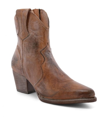 (image for) Baila Short Boots Tan Rustic with Side Zipper